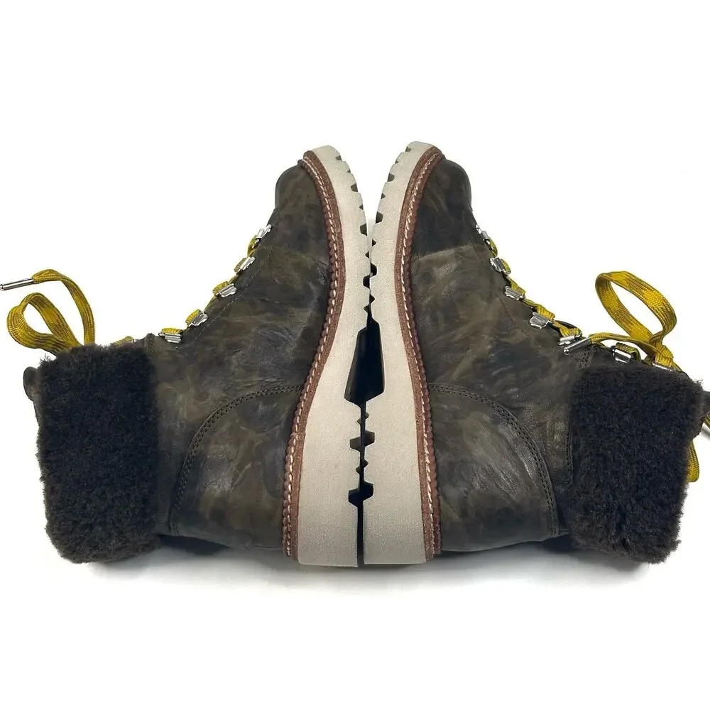 Bionica Danie Waterproof Shearling Camouflage Leather Boots Womens 7M New $190